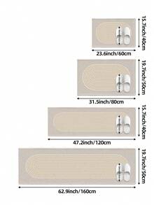 DAJIANG 1pc Minimalist Geometric Line Beige Long Kitchen Mat/Rug, Suitable For Bathroom, Kitchen, Outdoor, Indoor, Hallway, Bedroom, Living Room, Machine Washable, Easy To Clean, Non-Slip Bottom, Applicable For Bedroom Decor, Japanese/Nordic Style Decor, Bathroom Decor, Outdoor Decor - Overlapping Loop - View 2