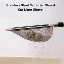 1pc Durable Stainless Steel Cat Litter Scoop With Fine Mesh, Rust-Proof Pet Waste Scooper, Suitable For Litter Box, Easy To Use And Clean, With Convenient Handle, Fit For Wooden House And Small Pets - Multicolor - View 10
