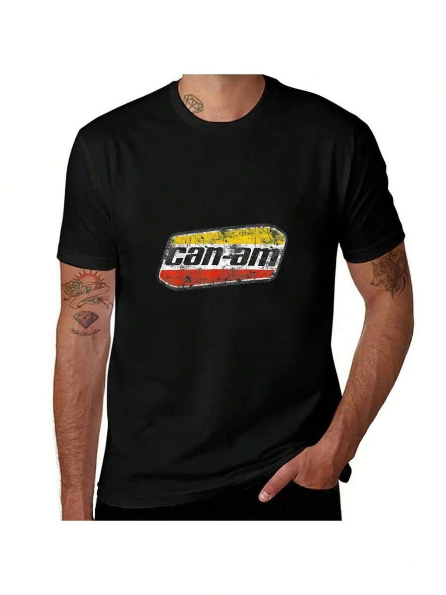 Camiseta retro original CANAM para hombre, estilo ATV UTV todoterreno, camiseta casual de anime, de manga corta, adecuada para el hogar, uso diario, fiestas y viajes-perfecta como regalo para amigos o familiares. - Negro - Ver 1