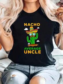 Algodón Nacho Average Uncle Mexican Cinco De Mayo Tio Tito-Shirt% Cottonplayeras de mujer - Negro - Ver 8