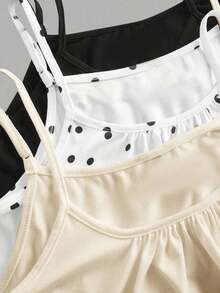 3 piezas Tops de camisola holgados y plisados para mujer, con tirantes ajustables, aptos para primavera y verano - Multicolor 7 - Ver 10