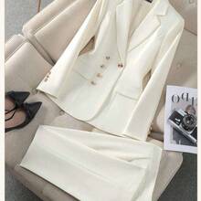 A Chic White, Pink Or Black Tailored Business Suit – Slim-Fit Blazer With Notched Lapels And Matching Pencil Skirt, Perfect For Executive Meetings, Evening Parties, Work-From-Home Lounging & Everyday Polished Elegance. Mother Day Dress Vestidos Elegantes De Mujer Gordita - trắng - Xem 2
