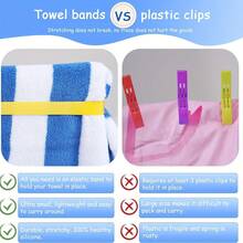 6Pcs Silicone Beach Towel Bands, 20cm*1cm Stretch Non Slip Towel Holder Elastic Strap, Portable Towel Clips For Beach Chair Cruise Pool Camping Towel Fixing Accessories - A - View 4