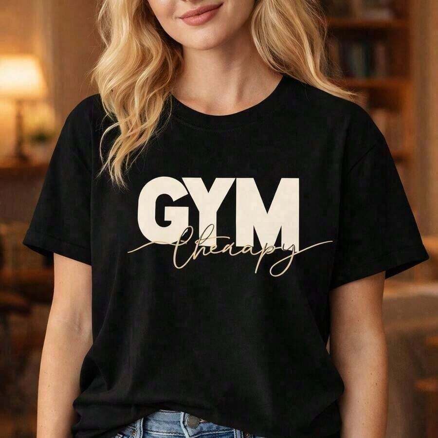 Camiseta Holgada Sencilla Mujer Estilo Moderno ropa de mujer Camisetas de verano 1 pieza Camiseta de algodón con estampado de terapia de gimnasio para mujer, camiseta informal de manga corta con cuello redondo, camiseta holgada para entrenamiento, camiseta deportiva para entusiastas del fitness, ropa de ejercicio de tela de algodón cómoda, camiseta gráfica de gimnasio para mujer Benito Bowl, Big Game, Fútbol ! Camiseta de manga corta estampada, casual y elegante para hombre. Conjuntos casuales para mujer Y2K, camisetas gráficas para mujer, vestidos de graduación para mujer, vestidos elegantes para mujer, ropa de mujer estilo bohemio, ropa de resort, ropa de rave, ropa casual para mujer. Camiseta Mujer Estampado Gráfico Verano 2026 - Negro - Ver 1