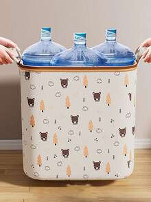 Large Capacity Foldable Handled Clothes Storage Box, Cute Pattern Design Makes Home Organization More Fun, Reinforced Portable Bedding Storage Bag, Space-Saving Wardrobe Storage Organizer, Suitable For Bedroom, Home, Dorm, Also Can Be Used As Laundry Basket Or Toy Storage - Multicolor - View 3