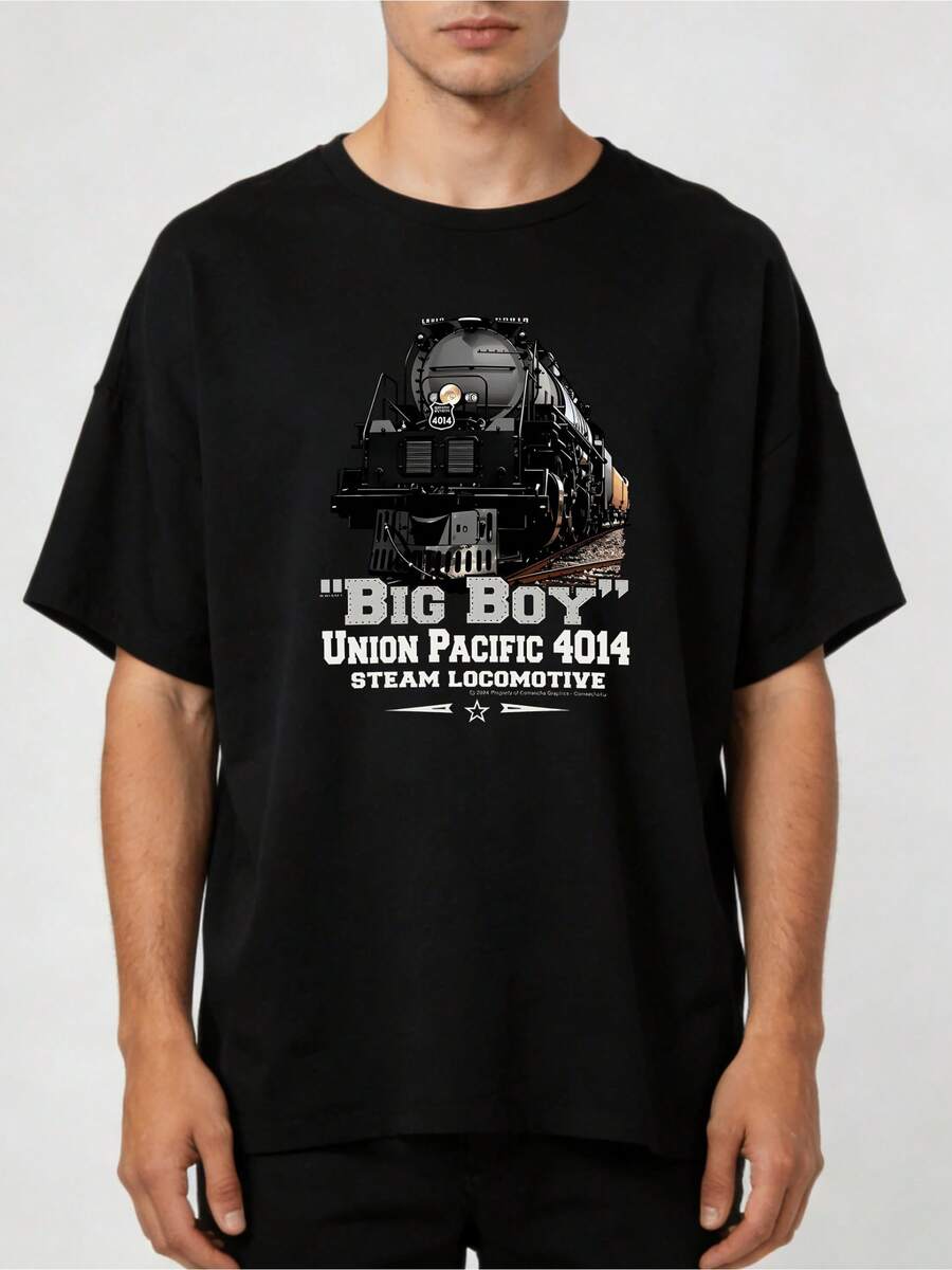 La mejor elección: Camiseta para hombre 4014 Steam Train - Negra. Diseño clásico de locomotora, camiseta casual de manga corta, corte regular adecuado para comodidad durante todo el año, elección perfecta para entusiastas de los ferrocarriles, duradera y de larga duración, blusas para mujer, blusas, blusas casuales para mujer, tops para mujer, tops, unisex. - Negro - Ver 1