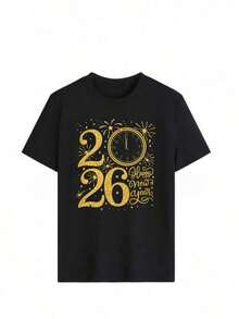 Camiseta de cuello redondo y mangas cortas de ropa fashion, fabricada en México, para la temporada primavera-verano 2025. Con estampado de dibujos animados, es un modelo de pareja, apta para usar tanto por dentro como por fuera, ideal para oficina y estilo casual, diseñada para hombres y mujeres, en unidad individual. - Negro - Ver 2