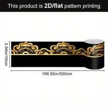 1pc 2D/Flat Vintage Gold Wavy Pattern Self-Adhesive Wallpaper Border, Removable Wall Trim Decal, Baseboard Renovation Sticker, Home Decor, 3.9 X 196.8 Inches - A - View 11