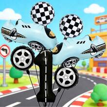 Ein Rennwagen Geburtstagsballon Set mit Sportwagen Folienballons, eleganten schwarzen Zahlen Folienballons und Radnabe Folienballons. Es eignet sich hervorragend als Geburtstagsgeschenk für Söhne und Töchter sowie als Dekoration für Eltern-Kind-Treffen. - Übersicht 16