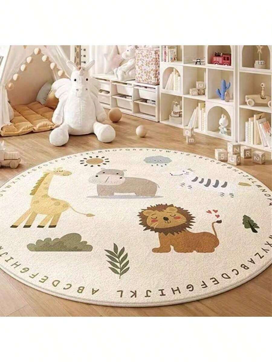 1pc Animal Shaped Round Area Rug, Decorative Carpet, Bedroom Decor, Small Rug, Carpet, Home Decor, Living Room Carpet, Small Living Room Rug, Bedroom Rug, Living Room Home Decor, Outdoor Rug, Washable Rug, Graduation Gift - Multicolor - View 1