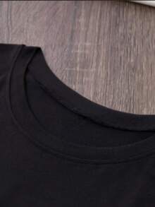 Plus Size Women Casual T-Shirt With Cartoon Eye Print, Suitable For Spring, Summer, Autumn And Winter Black - Black - View 3