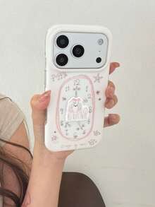 Cute Hand-Painted 3D Dog Clock Phone Case, Compatible With Apple 17 ProMax, Korean Style 16 Pro New Model 17, Creative Protective Cover For IPhone 15 Pro, 14 - Pink - View 7