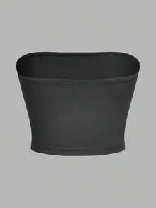 Set de 3 tops cortos ajustados de unicolor minimalista para mujer, apropiados para el verano - Multicolor 6 - Ver 8