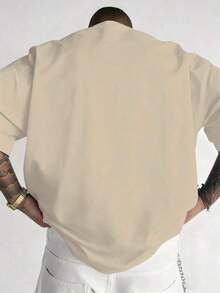 Camiseta Casual de Cuello Redondo con Diseño Único de Texto y Estampado de Mono de Dibujos Animados en 3D, Poliéster Elástico y Transpirable, Corte Holgado, Adecuada para Reuniones Diarias - Blanco - Ver 2