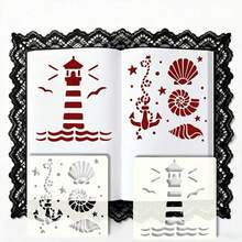 9pcs Nautical Theme Templates, Suitable For Handicrafts - Includes Compass, Ship Rudder, Anchor, Sailboat, Seashell And Palm Tree Pattern Ocean Templates, Applicable For Events, Coloring And Beach Themed Decorations - Nautical Drawing Templates - View 12