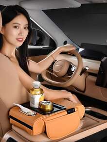 汽車扶手箱加高墊 4合1通用款 高端車用中央扶手箱收納袋 附杯架、手機架與卡片收納 可調節中央扶手箱管理墊 適用於中央扶手箱 車內扶手箱套 扶手箱加高墊 - 均碼 - 查看 3