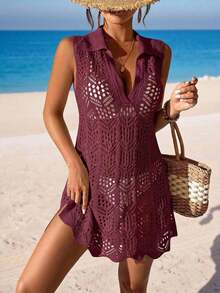 Cubre vestido de punto calado de unicolor para mujer, para el verano - Granada - Ver 7