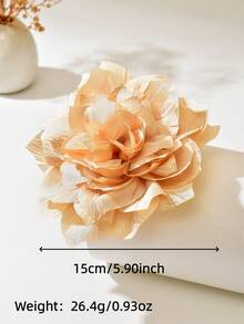1件優雅3D米色玫瑰花胸針，適合女性日常通勤、派對、晚宴、西裝、洋裝，百搭飾品 - 米黃色 - 查看 7