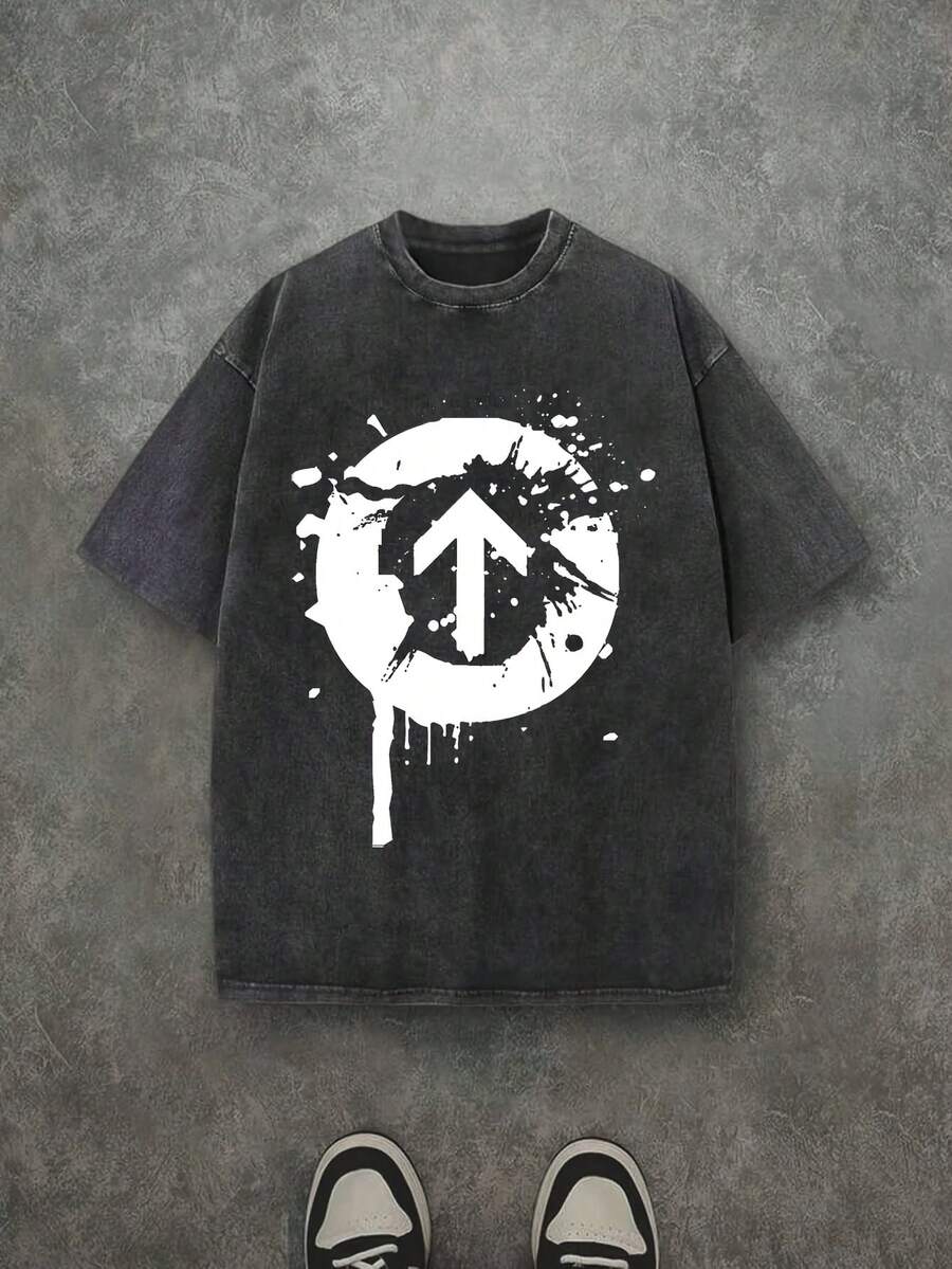 Camiseta casual vintage cómoda y lavada para mujer, camiseta de manga corta con cuello redondo,% algodón lavado y versátil para hombre, adecuada para uso diario y atuendos de, estilo unisex. - Negro - Ver 1