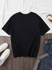 Camiseta gráfica casual para mujeres "ARMY" - Rosa suave, manga corta, cuello redondo, cómoda y elegante para atuendo casual, camiseta de uso diario | Impresión Juguetona | Camisetas frescas de verano Comfortable Fitofertas, estilo unisex - Negro - Ver 2