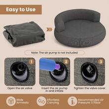 GOFLAME Blow Up Lounge Chair Inflatable Sofa For Living Room Study Bedroom Office Air Couch With Wide Armrests - Grey - View 5