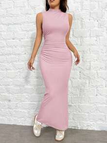 Vestido de verano elegante de mujer estilo sirena amarillo sin mangas - Rosa vieja - Ver 5