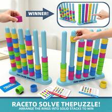 FUN COLOR SORTING Buntes Ring-Stapel-Brettspiel, Karten mit zwei Schwierigkeitsstufen, fördert Farberkennung und logisches Denken, Lässig zu Hause, Teambuilding-Eisbrecher, pädagogisches Wettbewerbs-Tischspiel nach der Schule - Verschiedenfarbig - Übersicht 5