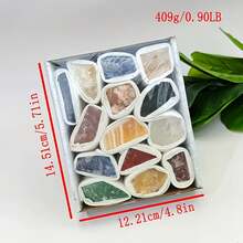 1 Lb/Natural Raw Stone Box Set, Electroplated Colorful Agate Slice Box, White Agate Slice Treasure Bowl Decor, Home Decor Gift, Natural Stone Material For Polishing, Facing And Jewelry Making, Crystal Decor, Handcraft Projects, Colored Crystal Stone, Craft Material, Quartz, Unique Mineral Structure - Multicolor - View 3
