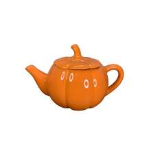 Pumpkin-Shaped Ceramic Teapot, 700ml. - trái cam - Xem 2