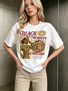 Women's Casual Short Sleeve Shirt - 6888th WAC Corps Uniform | BHM Clothing | Historical Reenactment | Theme Parties And Everyday Wear | Summer Clothes Casual Streetwear Crew Neck Cotton Fashion Summer Sets For Women Loose Fit T-Shirt Daily Outfit Suitable For Spring, Summer And Autumn - 白色 - 查看 1