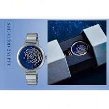 Reloj Casio Sheen, SHE-C130D-2AUPFY, Reloj de mujer con esfera de fuegos artificiales estrellada, cristal de zafiro, resistente al agua 50m, reloj de cuarzo de lujo con atmósfera, reloj de mujer con tonos azules de fuegos artificiales, correa de acero, reloj de muñeca soñador con estrellas, regalo para ella, reloj casual para oficina y uso diario, reloj de atmósfera elegante - Unitalla - Ver 9