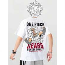 Camiseta de manga corta de secado rápido PeR1ipheral de anime de 2026 para hombre y mujer L1uffy, estilo casual y moderno, confeccionada en algodón puro de 220 g. Su tejido grueso, resistente a las arrugas y a la deformación, la hace ideal para ir al trabajo, viajar, acampar, ir de compras y para el tiempo libre. - Blanco - Ver 1