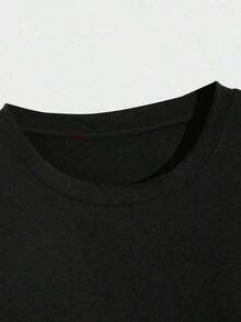 vintage Ropa de mujer: Camiseta de mujer con estampado de vaca, linda y kawaii, de color blanco, con cuello redondo, casual, de algodón puro, camisa de mujer.  top playeras de mujer>basico - Negro - Ver 3
