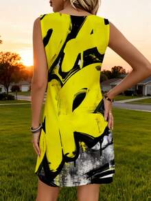 Casual Style Graffiti Print Women's Beach Vest Dress 2026 Summer New Style For Outdoor Activities And Vacation 3D Printing Perfect For Daytime Events And Leisure Time Fabric Soft And Comfortable - Nhiều màu - Xem 2