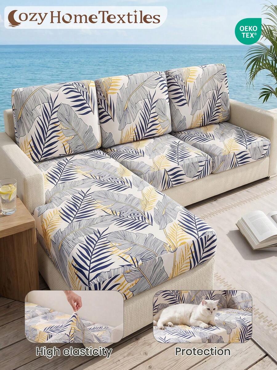 1pc Printed Sofa Cover, High Elasticity, Simple And Modern Style, Soft & Skin‑Friendly, Room Decor, Suitable For Living Room Single Sofa, Double Sofa, Three‑Seat Sofa, L‑Shaped Combination Sofa, Various Occasions, Sold Individually, Autumn Home Decor