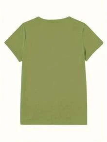 Camiseta de manga corta y cuello redondo para mujer del Día Nacional de España, estilo elegante con estampado de mariposas de color distintivo para primavera, verano y otoño, top casual vintage versátil y de moda para desplazamientos, vacaciones y uso diario, varios colores disponibles, tallas S-XXL - ejercito verde - Ver 2