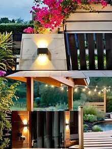 2 / 1pc Solar Wall Light, Outdoor 6 LED Beads Deck Lights, Wall Light, For Courtyard, Street, Fence, Garage, Garden Perfect Decoration - Black - View 5