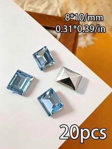 20 viên đá pha lê hình chữ nhật, kích thước 8*10mm, trong suốt, dùng để trang trí móng tay, làm đá đính móng, trang sức móng, phụ kiện làm móng. - Nhiều màu - Xem 8