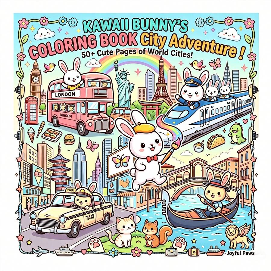 KAWAI Rabbit - Coloring Book: City Adventure