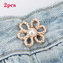 1 pieza Hebilla elástica ajustable para la cintura, adecuada para vaqueros, camisetas, pantalones casuales, sin necesidad de coser, fácil de desprender, clip con forma de flor, cinturón para la cintura - Multicolor - Ver 9