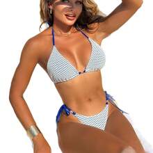 Nuevo bikini de dos piezas sexy de punto calado. - Negro - Ver 6