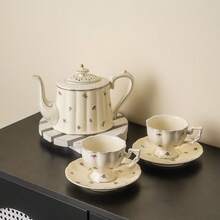 WGROOM 1 Set (Single Cup & Saucer / Single Teapot / 1 Teapot 2 Cup & Saucer Gift Box) Ceramic Coffee Cup & Saucer Household Kitchen Dining Room Living Room American Latte Coffee Cup, Water Cup, Tea Cup, Mug, Water Bottle, Industrial Tea Pot Set, Suitable For Outdoor, Wedding, Party, Gift, Birthday - Multicolor - View 1