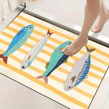 1pc Colorful Fish Pattern Printed Silica Gel Carpet, Easy To Clean, 3D Printed Rectangle Rug, Suitable For Entryway, Living Room, Kitchen, Bedroom, Hallway, Bathroom, Laundry Room - Polyester Carpet, For Indoor And Outdoor Home Decor - Multicolor - View 4