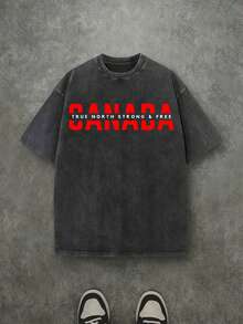 Camiseta casual vintage cómoda y lavada para mujer, camiseta de manga corta con cuello redondo,% algodón lavado y versátil para hombre, adecuada para uso diario y atuendos de, estilo unisex. - Negro - Ver 1