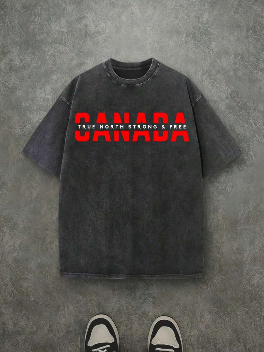 Camiseta casual vintage cómoda y lavada para mujer, camiseta de manga corta con cuello redondo,% algodón lavado y versátil para hombre, adecuada para uso diario y atuendos de, estilo unisex. - Negro - Ver 1