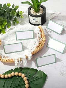 1/20/40 pezzi Biglietti segnaposto piegati verde salvia, biglietti segnaposto con bordo verde perfetti per la stagione dei matrimoni, feste di compleanno, biglietti di ringraziamento, etichette per buffet, tavoli da banchetto, feste cocktail, biglietti di benedizione, biglietti segnaposto in carta kraft - Verde - Visualizzare 3