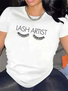 Camisetas Casuales para Mujer, Camisetas de Manga Corta para Artistas de Pestañas, Duraderas y Cómodas, Ideales para Salones de Belleza, con Diseño Atractivo, Perfectas para el Trabajo o Uso Casual, Camisetas para Mujer, Estilo Y2K, Camisetas de Moda de Verano, Conjuntos y Tops Casuales de Estilo Urbano. - Blanco - Ver 6