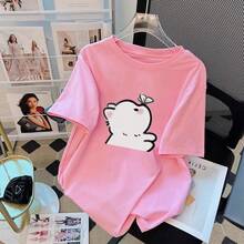Camiseta con estampado de camisa casual para mujer, manga corta y cuello redondo, moda urbana local de primavera/verano camiseta unisex. LFWN - Blanco - Ver 3