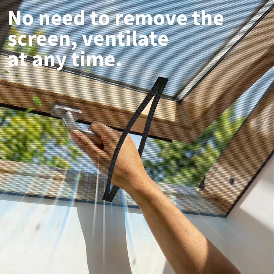 Upgraded Version, Optional 1 Or 3 Magnetic Zipper + Screen Mesh. Self-Adhesive Design, No Drilling Required, No Damage To Window Frame. Built-In Magnetic Auto-Closing Function, No Need To Remove Original Screen, Easy Window Opening And Closing. - 1m * 1.3m - View 1