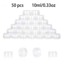 50 de recipiente pentru mostre de 3/5g, borcane goale din plastic pentru cosmetice, potrivite pentru fard de pleoape, pudră de unghii, bijuterii, cosmetice, balsam de buze, luciu de buze, cremă, loțiune etc., mini recipiente pentru mostre, cutii mici rotunde transparente din plastic pentru balsam de buze, loțiune, pudră etc. - clar - Vizualizare 15